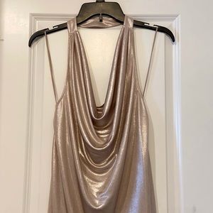 Express-Gold Shimmer Halter Blouse